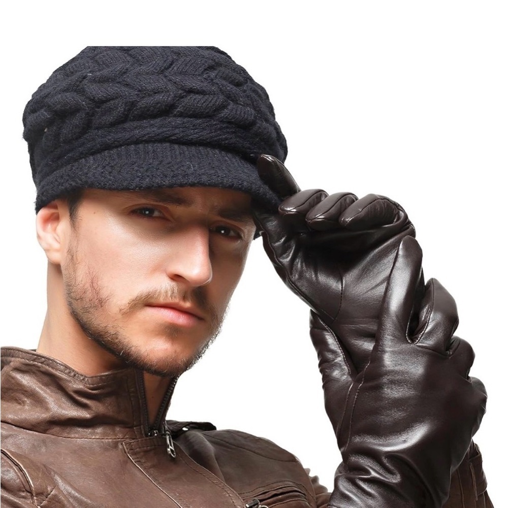 🧤🧤🧤BOGOHO🧤🧤🧤Men's Elegant Black Leather Gloves-Medium
